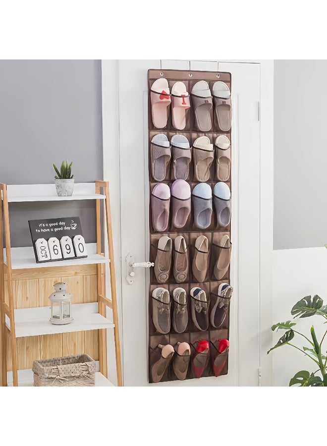 بلومنغ تايم حقيبة أحذية ذات 24 جيبًا تُعلق بالباب بني - Image 5